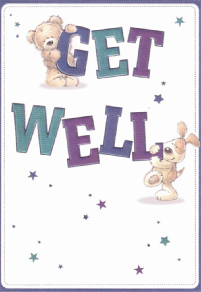 This card is a celebration of kindness and community spirit, so often seen throughout Little Ilford's lively streets. Lovingly illustrated, a bear and puppy work together in animated harmony, their soft, rounded forms sharing a joyful 'Get Well' message shaded in vibrant purples and refreshing aqua shades. Playful stars float above and around them, echoing the cheer one finds in newly prepared floral displays at the corner shops on Ilford Lane. The artist has brought a sense of touch to the page-the bear's fur appears soft to the eye, while the floppy-eared puppy feels nearly real, conjuring the sensation of a reassuring hug. The clear, airy background opens up the composition, much like the expanse of Little Ilford Park on a dewy morning, encouraging peace and hope. Sending this card is akin to handing over a thoughtfully arranged bouquet: it's more than a wish-it's a hand-delivered promise of brighter days and ongoing care. Every detail brims with positivity, echoing the nurturing bonds that make Little Ilford special.